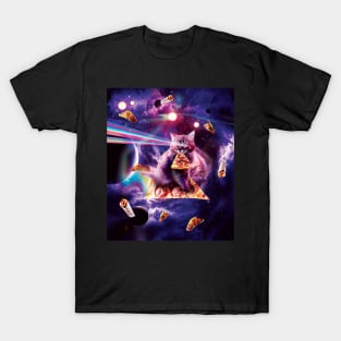 Outer Space Pizza Cat - Rainbow Laser, Taco, Burrito T-Shirt